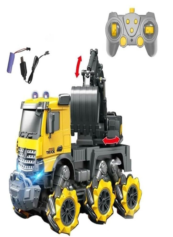 Onecado 2.4G 1:14 Rc Truck Crane Digger Model Bucket Arm Excavator Construction Hydraulic Rc Toy with Music Light for Kids Toddlers (Big Size) - Image 1